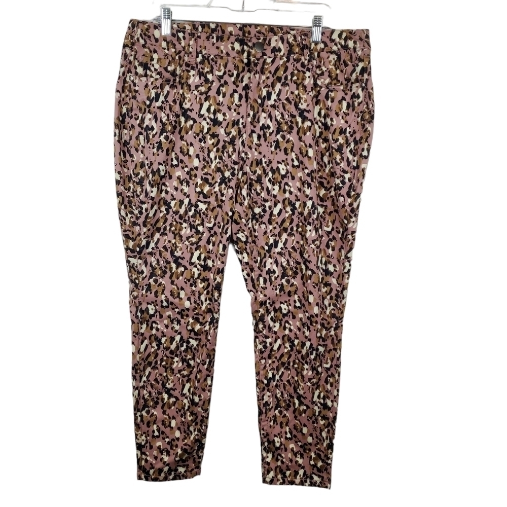Lane Bryant 16 Animal Print Purple Tan Skinny Jeans Lyocell‎ Blend High Rise